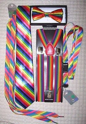 Rainbow Swirl Unisex Adjustable Bow tie,Neck Tie,Suspenders,Lanyard,Shoelaces-V2