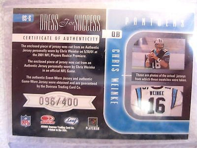 Chris Weinke RC 2002 Rookies&Stars Dress for Success Dual Patch#/400-Panthers