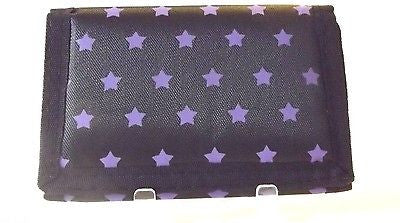 Black and PURPLE STARS Wallet Unisex Men's 4.5" x 3" W-New in Package!