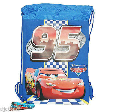 DISNEY LIGHTNING MCQUEEN BURNING UP THE TRACK DRAWSTRING BAG TRAVEL BACKPACK-NEW