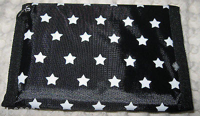 Black with White STARS Wallet Unisex Men's 4.5" x 3" W-New in Package!