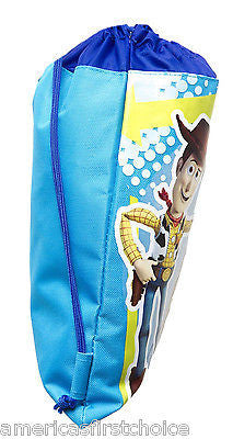 DISNEY tOY STORY3 WOODY BUZZ BLUE DRAWSTRING BAG BACKPACK TRAVEL STRING TOTE-NEW
