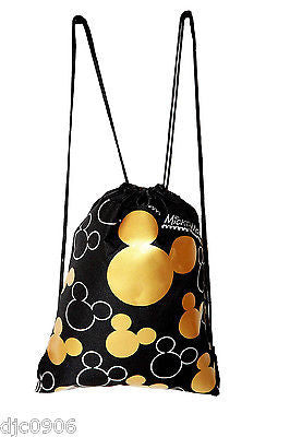 MICKEY MOUSE SILVER&GOLD SHAPES DRAWSTRING BAG BACKPACKS TRAVEL STRING POUCHES