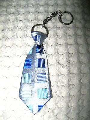 Blue Strip Stripped Necktie 7" Keychain -Blue Gray Neck tie Keychain-Brand New!