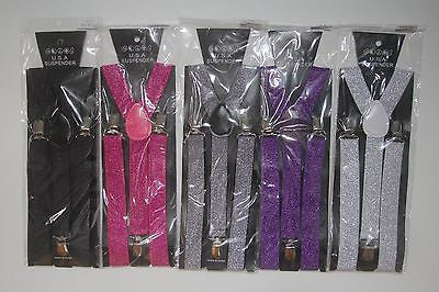 Unisex PURPLE Glittered Adjustable Y-Style Back suspenders-New!  SUSPENDERS