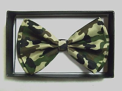 GREEN CAMOFLAGE TUXEDO ADJUSTABLE  BOW TIE+MATCHING ADJUSTABLE SUSPENDERS COMBO!