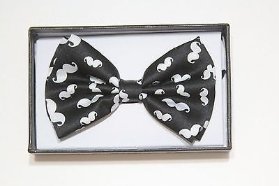 BLACK WITH WHITE TIPS ADJUSTABLE  BOW TIE BOWTIE-NEW!IBLACK WHITE 2 TONE BOW TIE