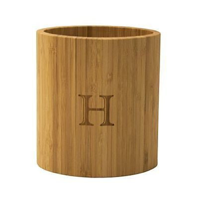 Totally Bamboo Laser Monogrammed Oval Utensil Holder, "H"-Brand New!!! (Box-C)