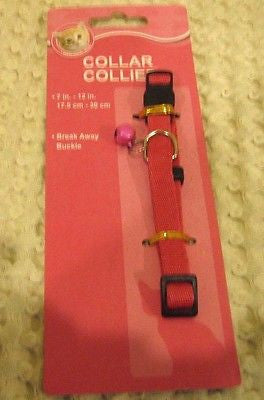 Pink 7"-12" Break Away Buckle Cat Collar Collie with pink bell-Brand New!