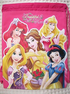 Disney Pink Princess + Friends Sweet Princess Drawstring Backpack Tote Gym Bag!