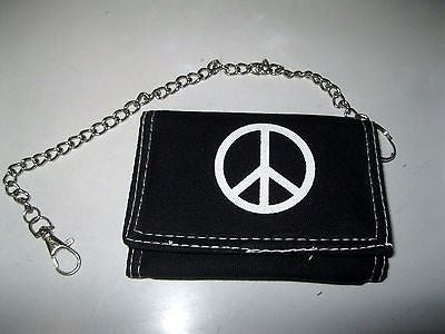 Black with White Peace Sign Wallet Unisex Men's 4.5" x 3" W-New in Package!