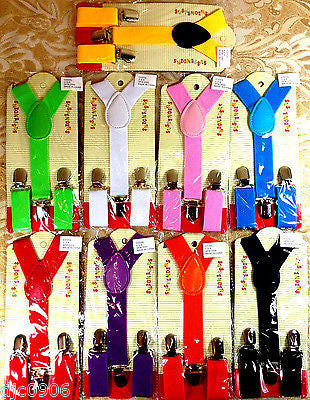 White Kids Boys Girls Y-Style Back Adjustable Bow Tie & White Kid suspenders-New