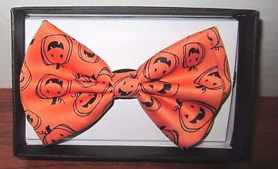 ORANGE BLACK PUMPKINS ADJUSTABLE BOWTIE BOW TIE-NEW!ORANGE PUMPKIN BOW TIE