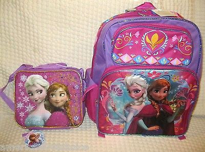 Frozen 16" Rolling Backpack,Lunchbox,Pencil Pouch,4 pc Stationary Set Combo-New!