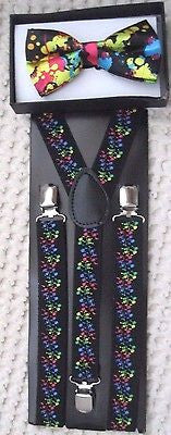 LEOPARD BOW TIE+ LEOPARD WIDE 1 1/2" ADJUSTABLE Y-BACK SUSPENDERS-BRAND NEW!