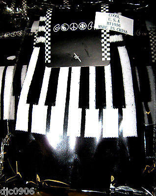 BLACK MUSICAL PIANO KEYBOARD CUTOFF KNIT FINGERLESS WINTER GLOVES-NEW!