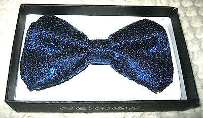 UNISEX ADULT KID NAVY BLUE SEQUIN ADJUSTABLE TUXEDO STRAP BOWTIE BOW TIE-NEW!