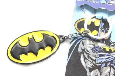 Batman All Brass metallic & Yellow Logo Key Chain Key Ring by DC Comics-New!