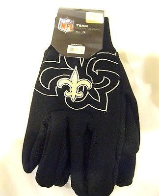 New Orleans Saints Black Raised Team Logo Licensed NFL Sport Utility Gloves-New!
