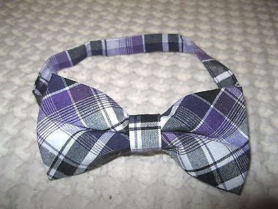 BG PURPLE PLAID TUXEDO ADJUSTABLE  BOW TIE BOWTIE-NEW IN GIFT BOX!PLAID BOW TIE