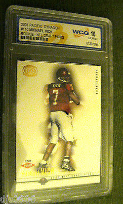 Michael Vick RC 2001 Pacific Dynagon ROOKIE GEM Mint Graded WCG10-Falcons RC QB
