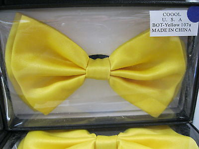 YELLOW MESH PATTERN ADJUSTABLE BOWTIE BOW TIE-NEW GIFT BOX!YELLOW BOW TIE