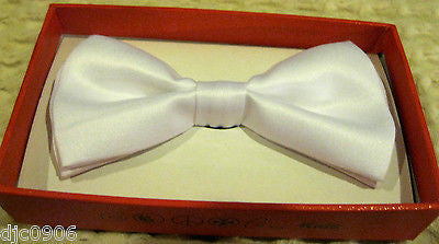 KID'S UNISEX SOLID WHITE COLOR TUXEDO ADJUSTABLE BOWTIE BOW TIE-NEW IN BOX!