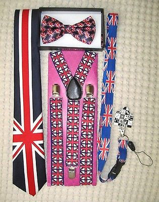 UK British Flag Y-Back Suspenders,UK Lanyard,UK Neck Tie & UK British Bow Tie-31