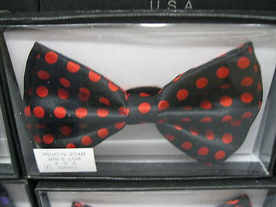 Unisex Black w/Red Polka Dot Tuxedo Classic BowTie Neckwear Adjustable Bow Tie