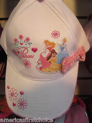 Disney Princess with Pink Bow Screen Print Adjustable Baseball Cap/Hat-New!