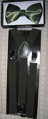 Gold Sequin Adjustable Bow Tie&Yellow Glittered Adjustable Suspenders Set-New!