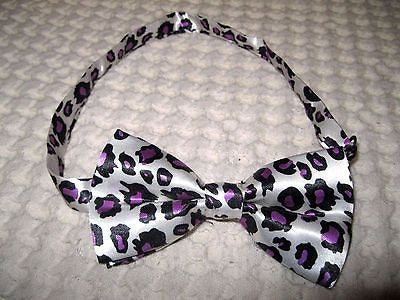 PURPLE CHEETAH LEOPARD PRINT ADJUSTABLE BOW TIE/LEOPARD BOW TIE-NEW GIFT BOX!