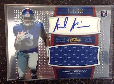 JERREL JERNIGAN RC 2011 TOPPS FINEST AUTO/PATCH #17/589 ROOKIE CARD-GIANTS WR