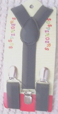 Solid Light Gray Kids Boys Girls Y-Style Back Adjustable suspenders-Brand New!