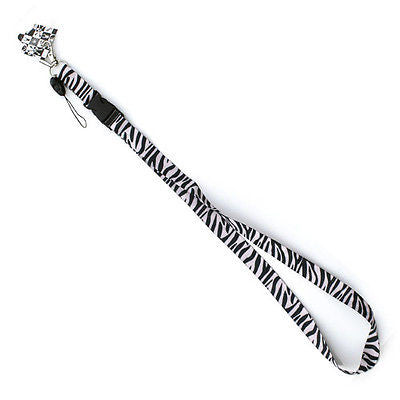 Black and White Zebra Animal Design 15" lanyard for ID Holder + Mobile Devices