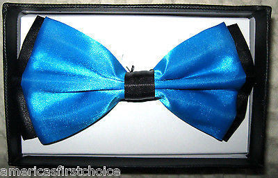 BRIGHT PURPLE WITH BLACK END TIPS ADJUSTABLE TUXEDO BOW TIE-NEW GIFT BOX!