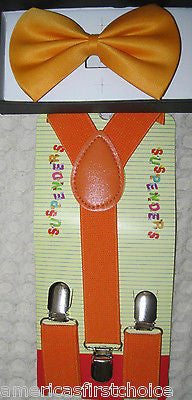 Kids Boys Girls Orange2 Y-Style Back Adjustable Bow Tie & Orange Kids suspenders