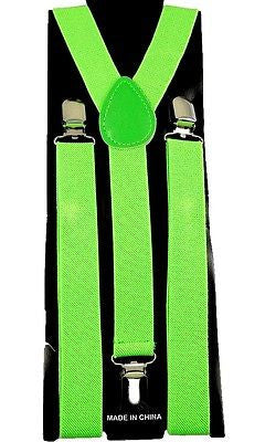 Neon Green Y-Shape Back Adjustable Suspenders Men,Women Green Suspenders-New