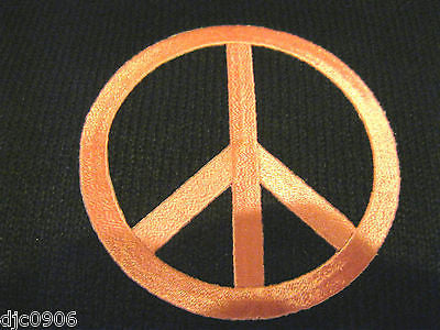 Large Light Pink Peace Sign Symbol on Black Hat Cap Beanie-Peace Sign Beanie-New