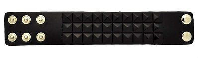Black+Silver triple row Checkered Studded Black Leather Bracelet-Brand New!