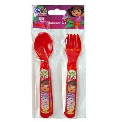 Dora the Explorer Red Flatware 2 forks and 2 spoons by Nickeledeon Nick Jr.-New