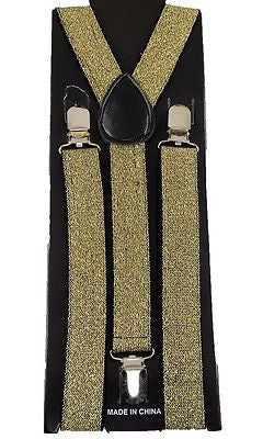 Unisex Gold Glitter Glittered Adjustable Y-Style Back suspenders-New Package!v2