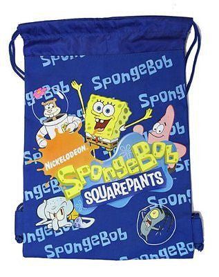 NICK JR. SPONGEBOB + STARFISH BLUE DRAWSTRING BAG BACKPACK TRAVEL STRING -NEW!!