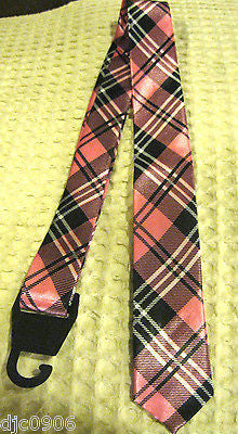 Pink Black White Plaid Unisex Men's Tie Necktie 57" Longx 2" Wide-New!