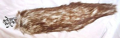 UNISEX WHITE WITH BROWN STREAKS FUR FOX TAIL FOXTAIL KEYCHAIN 12" CLIP-NEW!