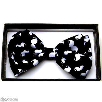 Black & White Mustaches Adjustable Bow tie Bowtie-Colored Mustache Bow Tie-New!