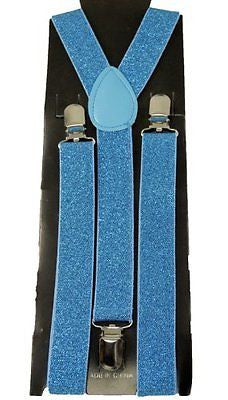 TURQUOISE BLUE SKY BLUE Glittered Glitter Y-Style Back Suspenders-New in Package