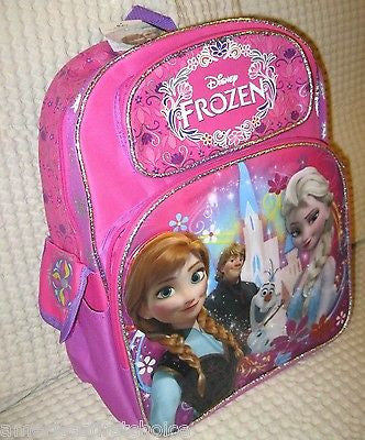 Walt Disney Frozen Kristoff Anna Olaf Elsa 16" Purple/Pink Backpack-Brand New!