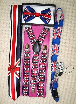 UK British Flag Y-Back Suspenders,UK Lanyard,UK Neck Tie & UK British Bow Tie-19