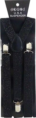 Unisex SILVER GRAY GREY Glittered Adjustable Y-Style Back suspenders-New!V2